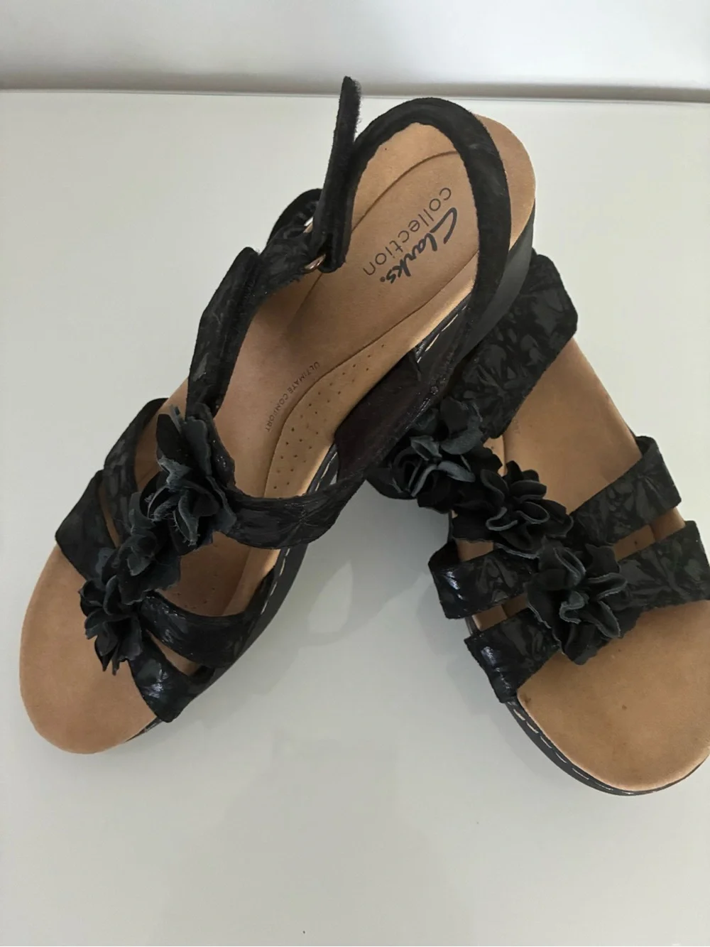 Clarks Merliah Sheryl Black Floral Slingback Sandals Women's US Size 11 - Picture 3 of 5